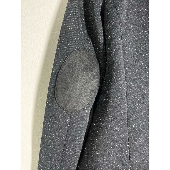 Esprit Black Gray Twill Blazer Suit Size 8 One Button Patches on sleeves - Picture 4 of 16